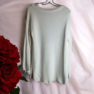 Talbots Women’s Sweater Medium Petite Ivory Knit Cotton Blend Pullover Casual